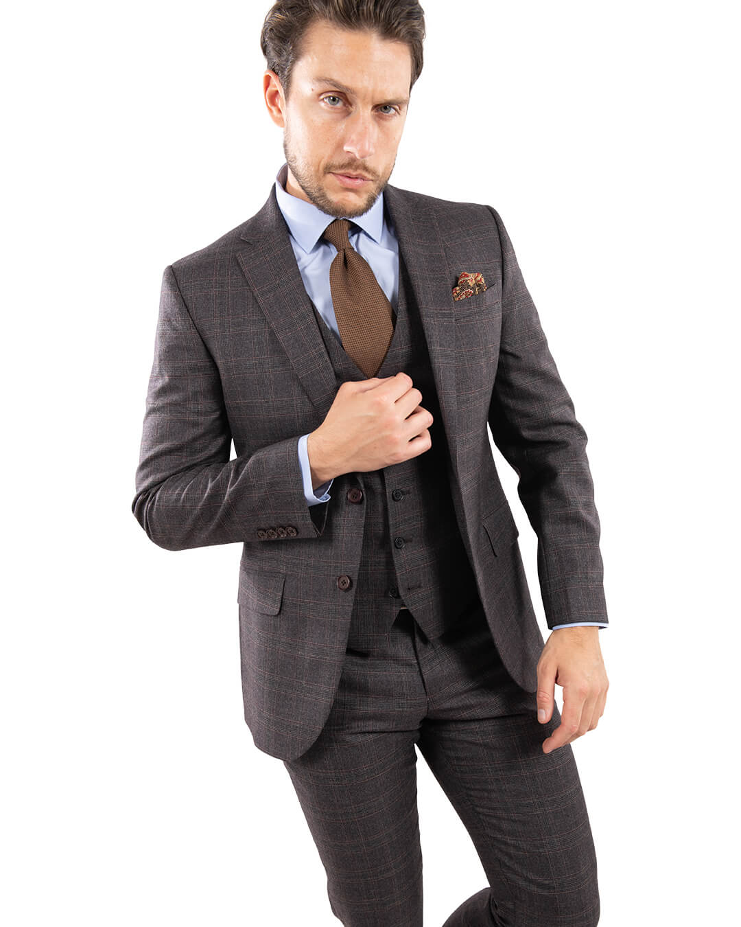 Gagliardi Suits Gagliardi Grey And Brown Glen Check Suit