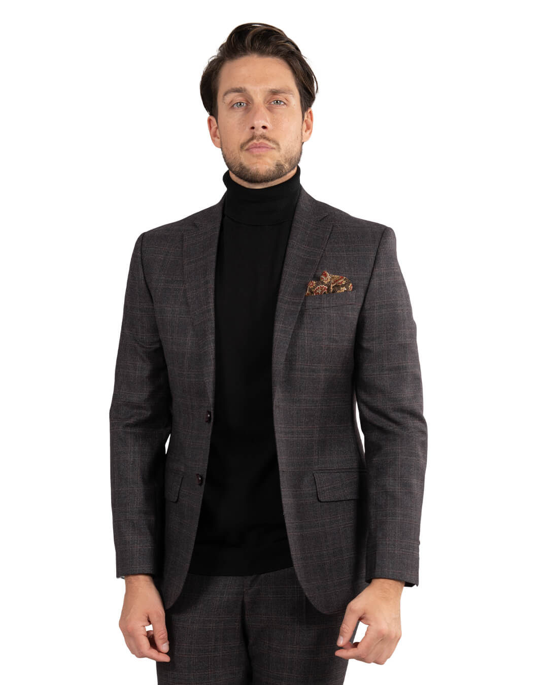 Gagliardi Suits Gagliardi Grey And Brown Glen Check Suit