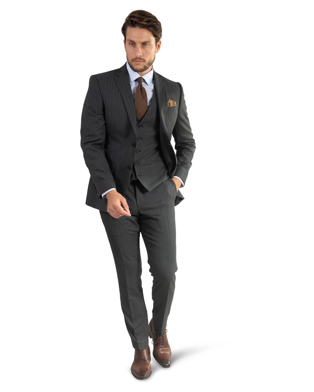Gagliardi Suits Gagliardi Grey With Brown Pin Striped Suit