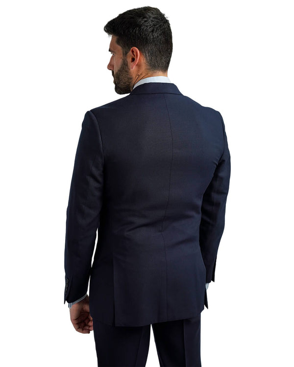 Gagliardi Navy Straw Weave Machine Washable Suit - Bortex Fine Tailoring