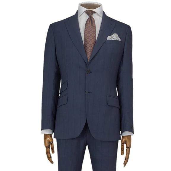 Gagliardi Suits Lanificio F.lli Cerruti Mid Blue Overcheck Two-Piece Suit