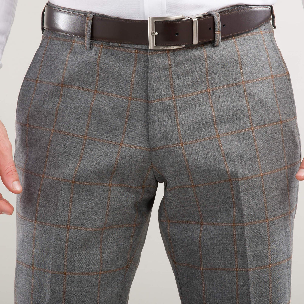 Gagliardi Suits Vitale Barberis Canonico Grey With Tan Windowpane Suit