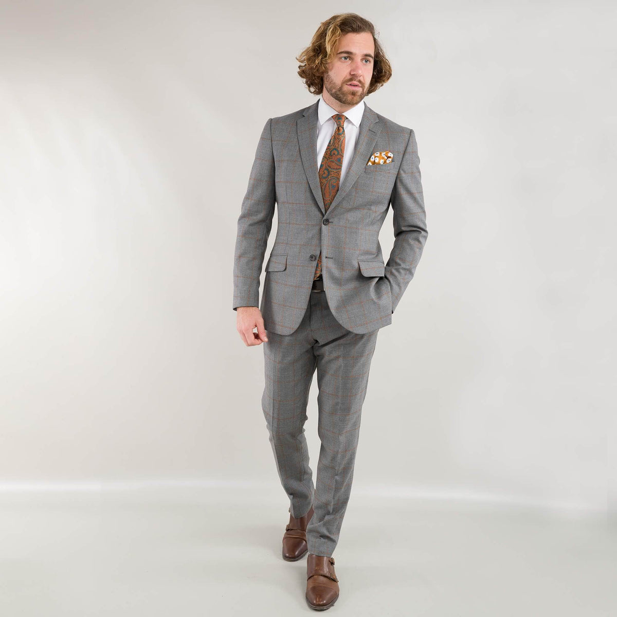 Gagliardi Suits Vitale Barberis Canonico Grey With Tan Windowpane Suit