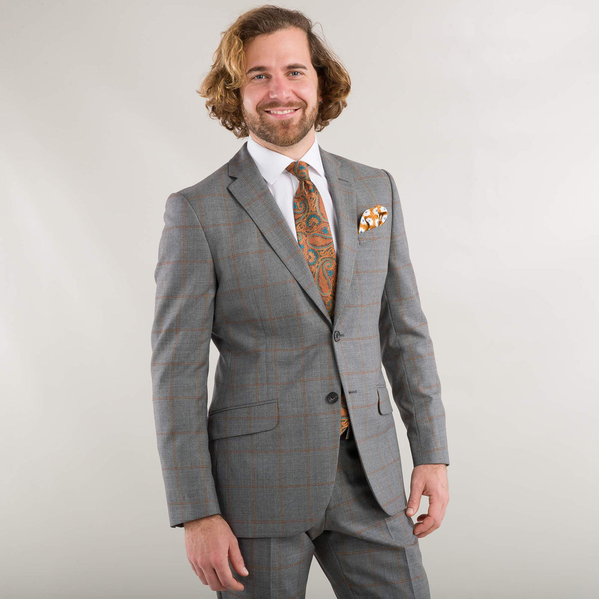 Gagliardi Suits Vitale Barberis Canonico Grey With Tan Windowpane Suit