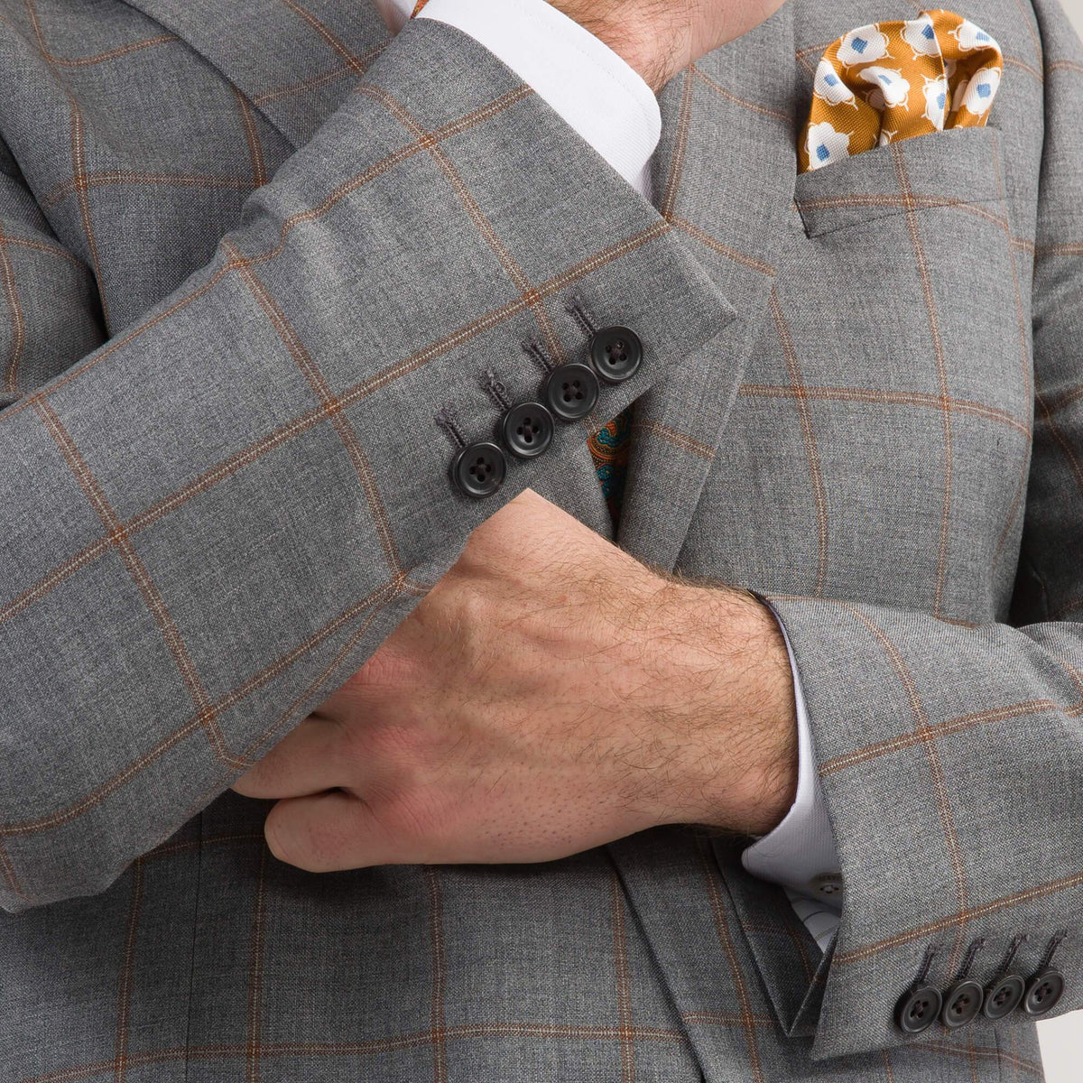 Gagliardi Suits Vitale Barberis Canonico Grey With Tan Windowpane Suit