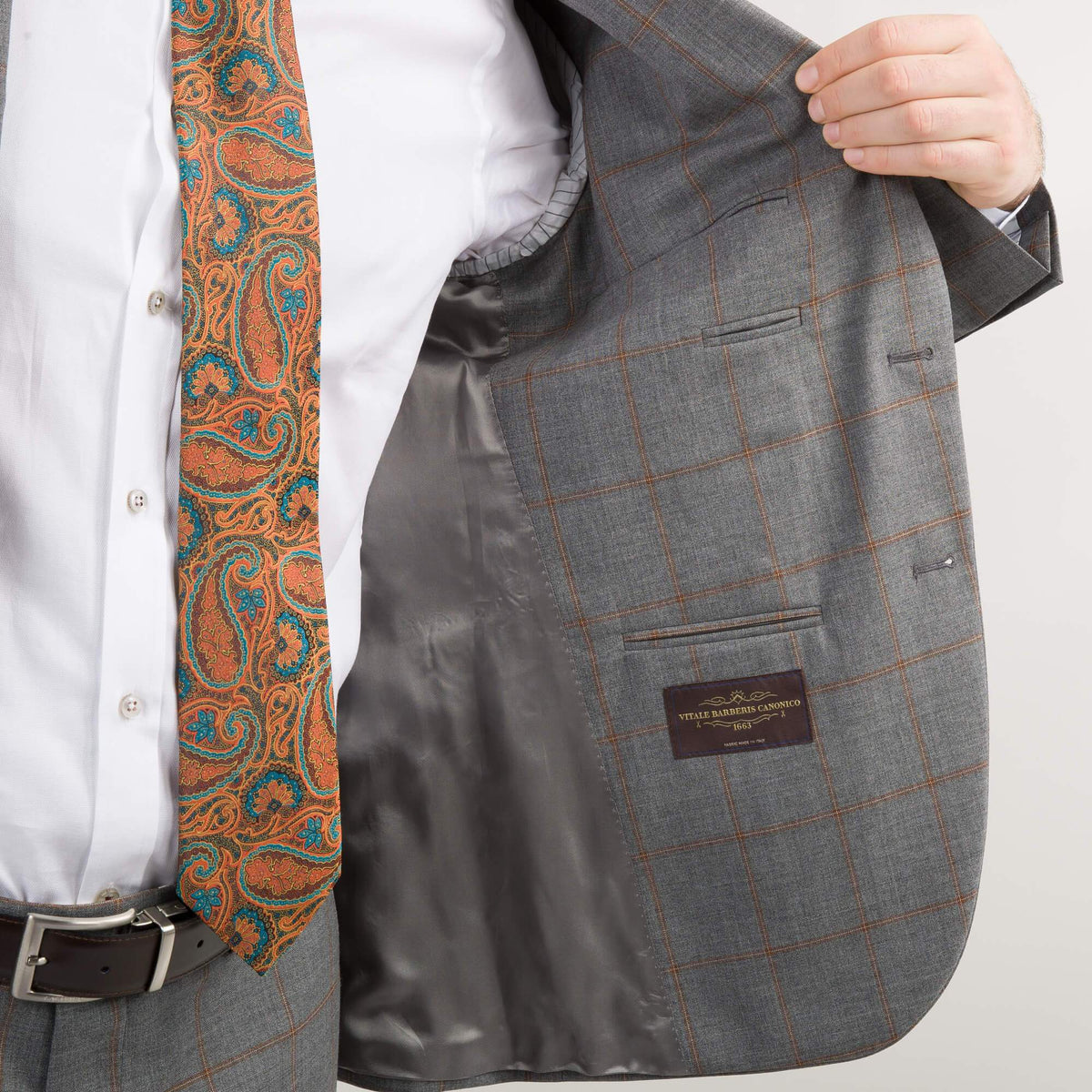 Gagliardi Suits Vitale Barberis Canonico Grey With Tan Windowpane Suit