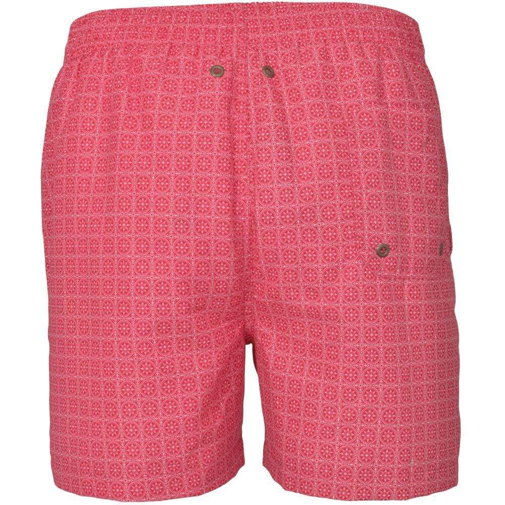 Gagliardi - Swimwear - Red Maltese Tile Print Swim Shorts