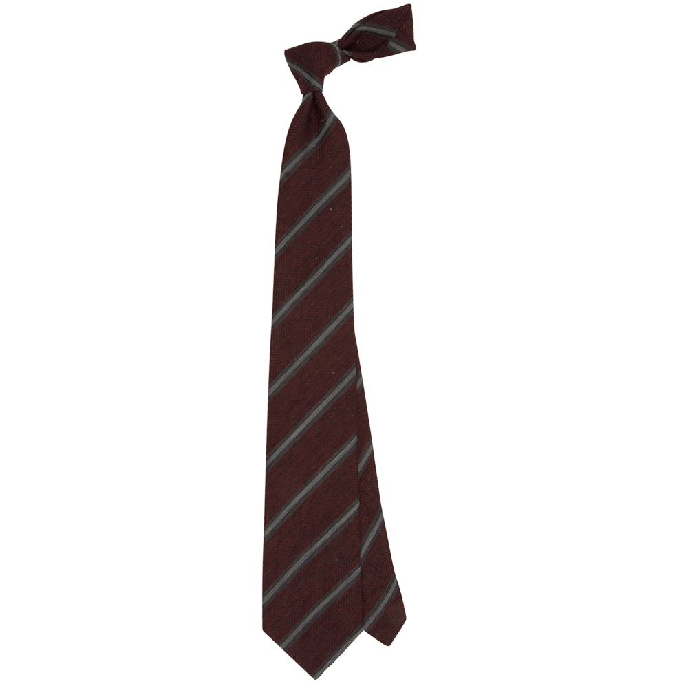 Gagliardi Ties Burgundy and Grey Striped Wide Herringbone Tie