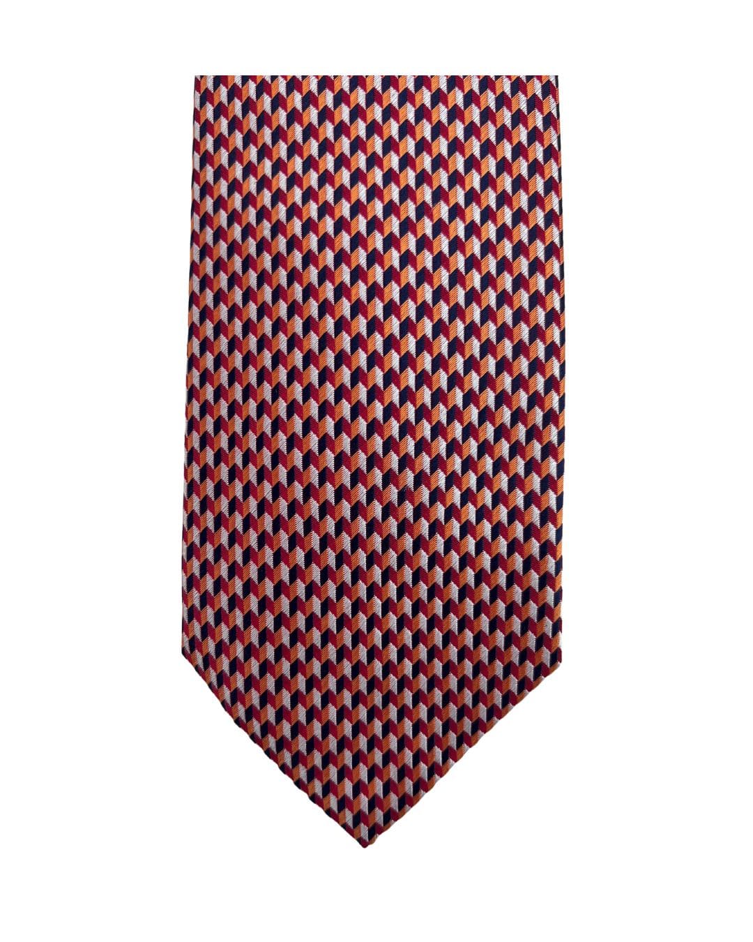 Gagliardi Ties ONE SIZE Gagliardi Orange Geometric Pattern Italian Silk Tie