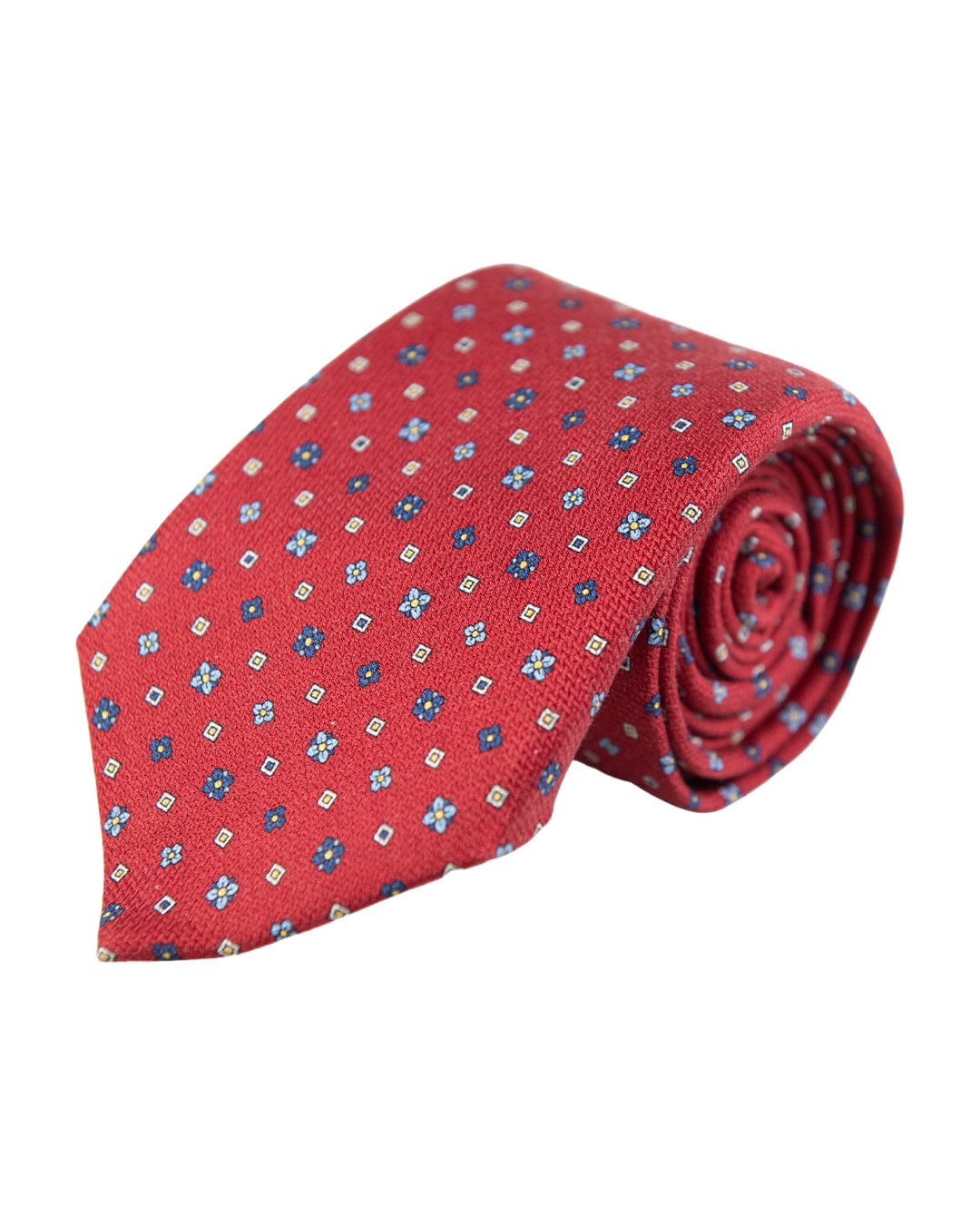 Gagliardi Ties ONE SIZE Gagliardi Red Silk Tie With Flowers