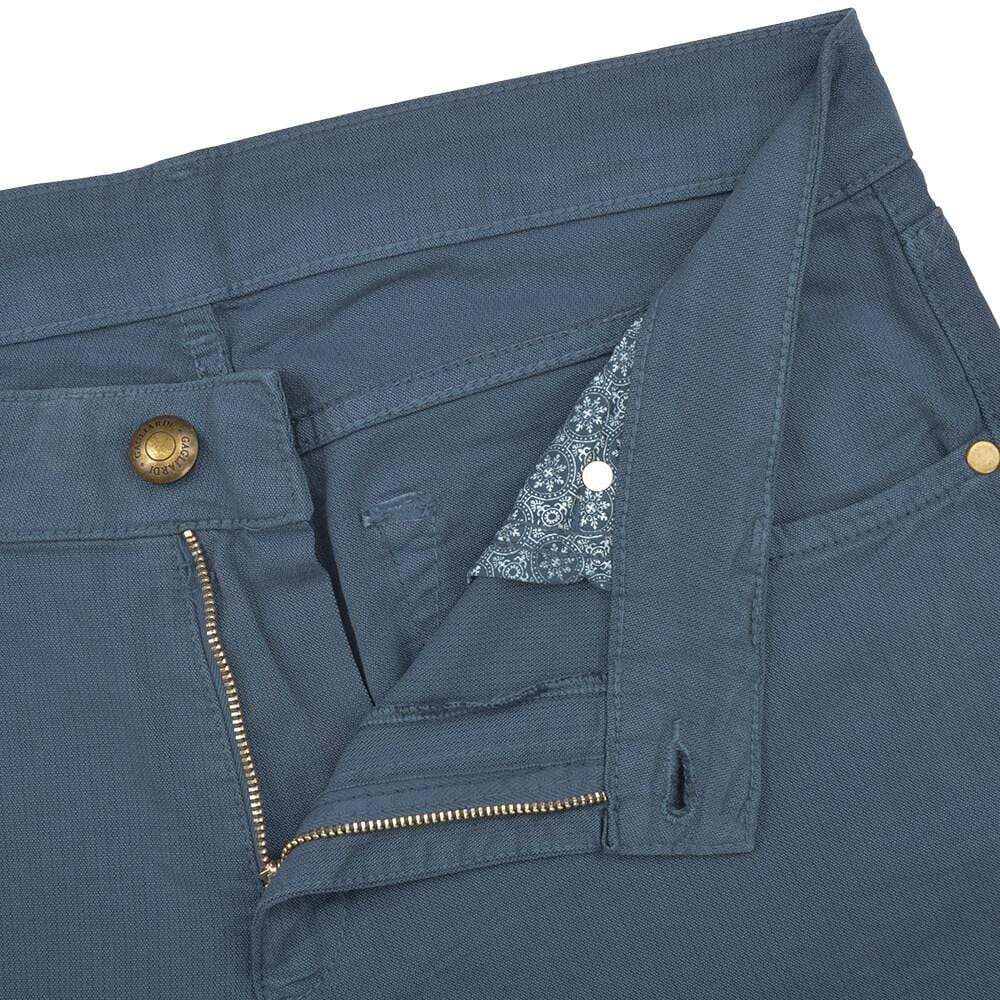 Gagliardi - Trousers - Blue Stretch Cotton Textured Five Pocket Trousers