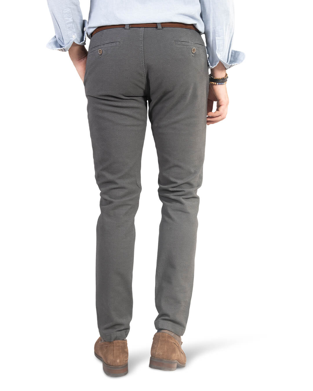 Gagliardi Trousers Gagliardi Grey Birdseye Garment Dyed Chino Trousers