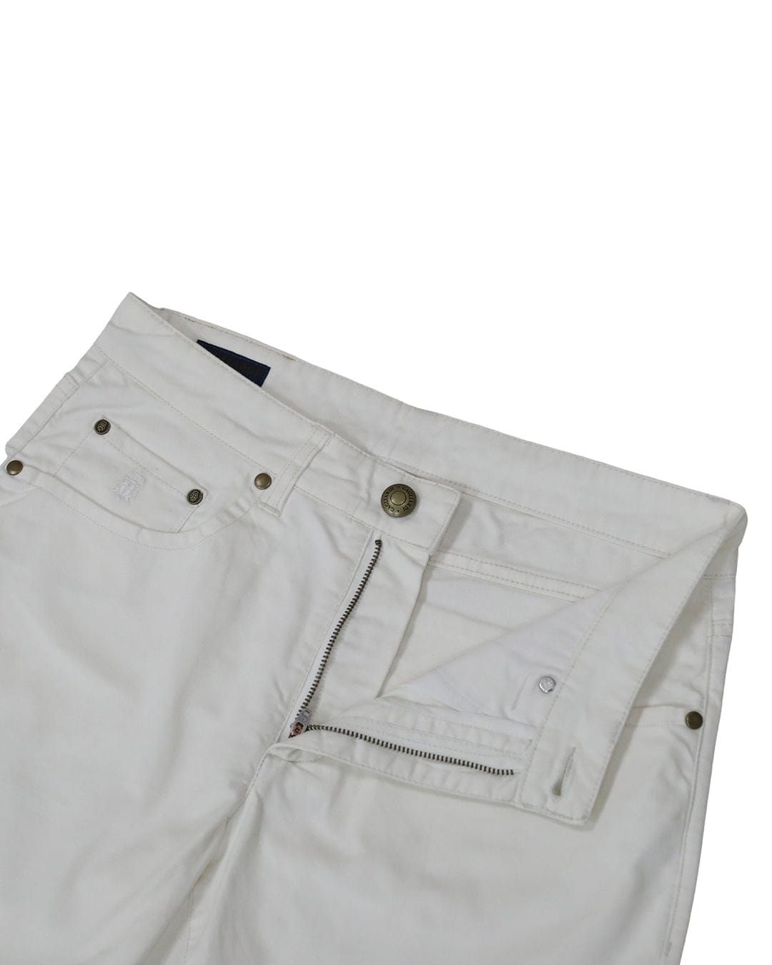Gagliardi Trousers Gagliardi White Herringbone Stretch Cotton Five Pocket Trousers