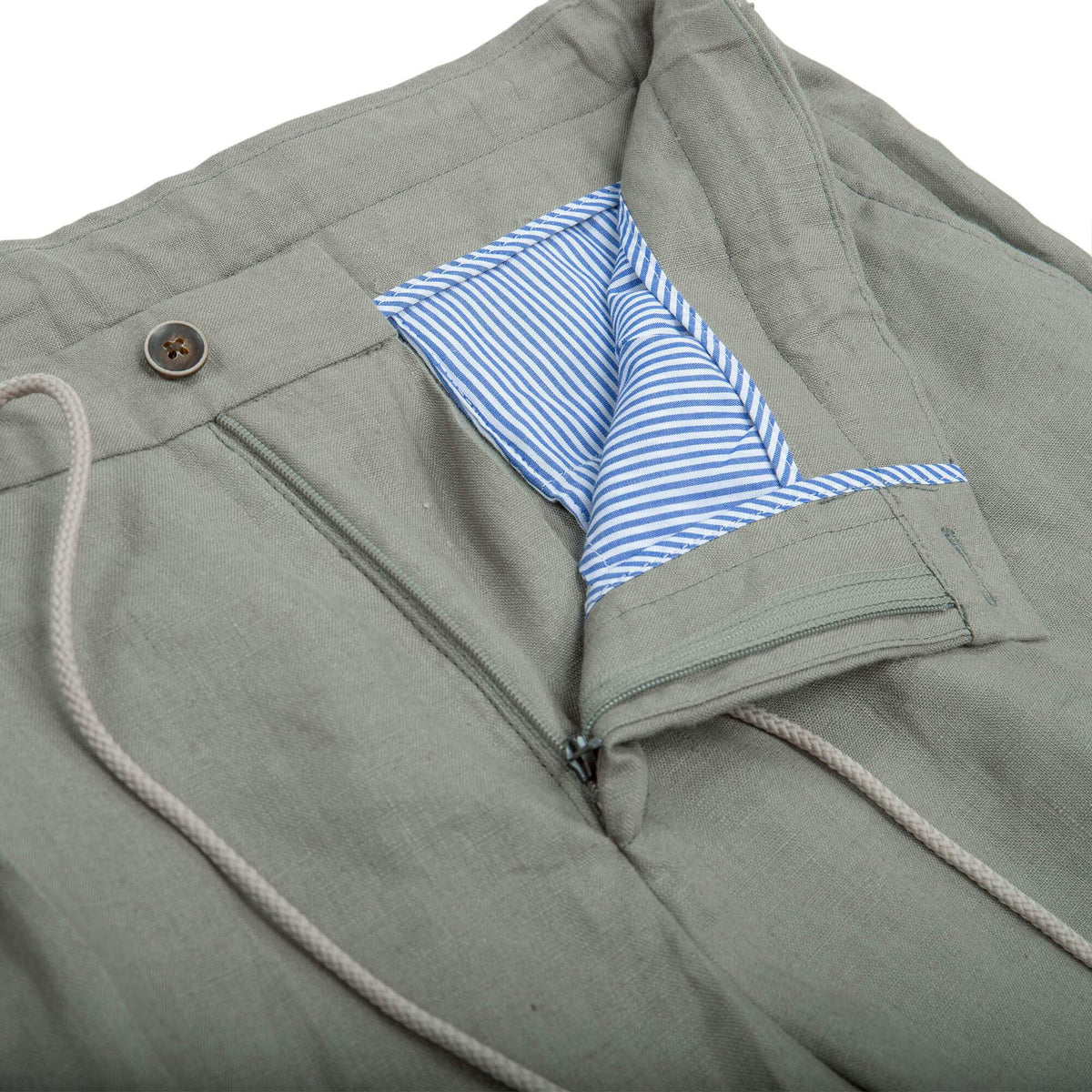 Gagliardi Trousers Khaki Linen Drawstring Trousers