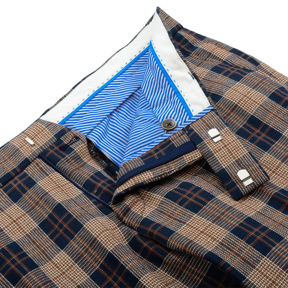 Gagliardi Trousers Navy and Orange Check Trousers