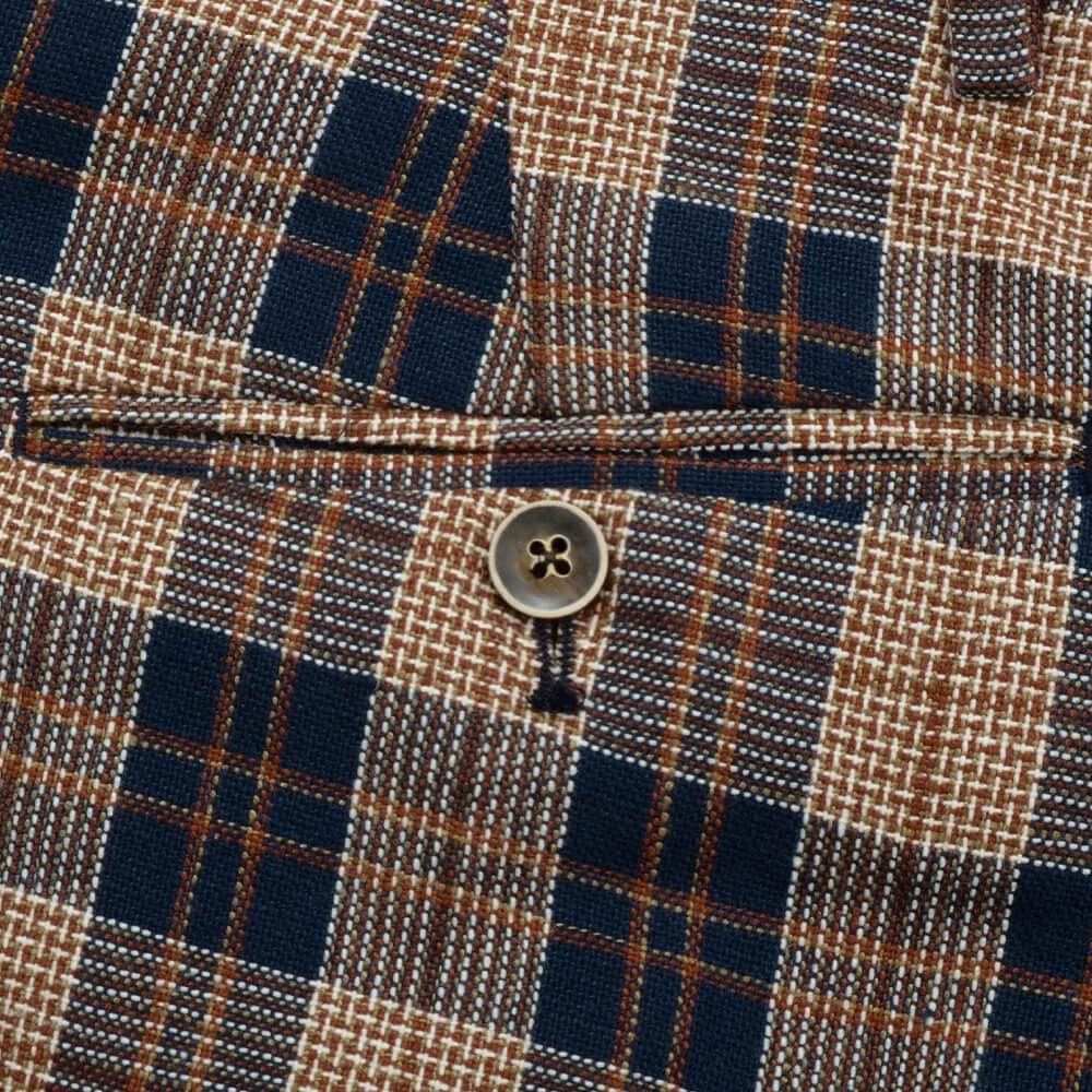 Gagliardi Trousers Navy and Orange Check Trousers
