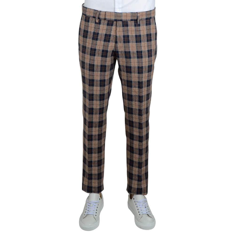 Gagliardi Trousers Navy and Orange Check Trousers