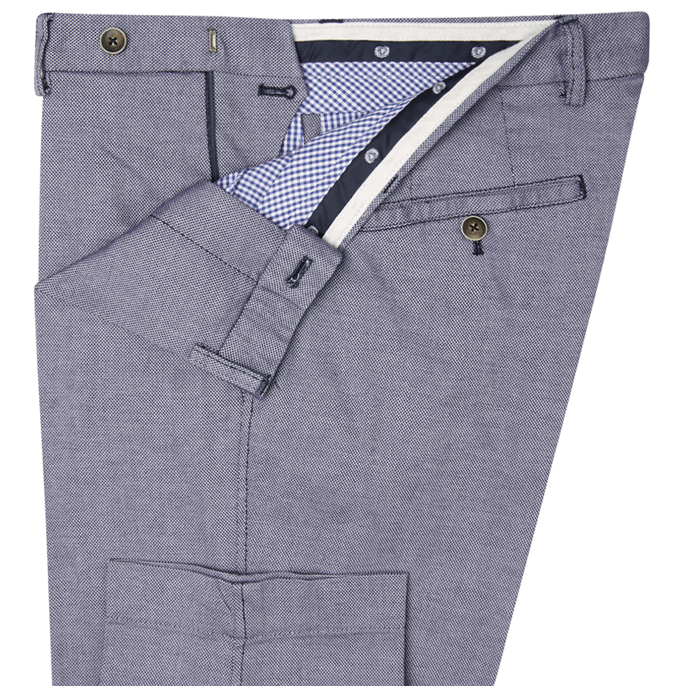 Gagliardi Trousers Navy and White Basketweave Trousers