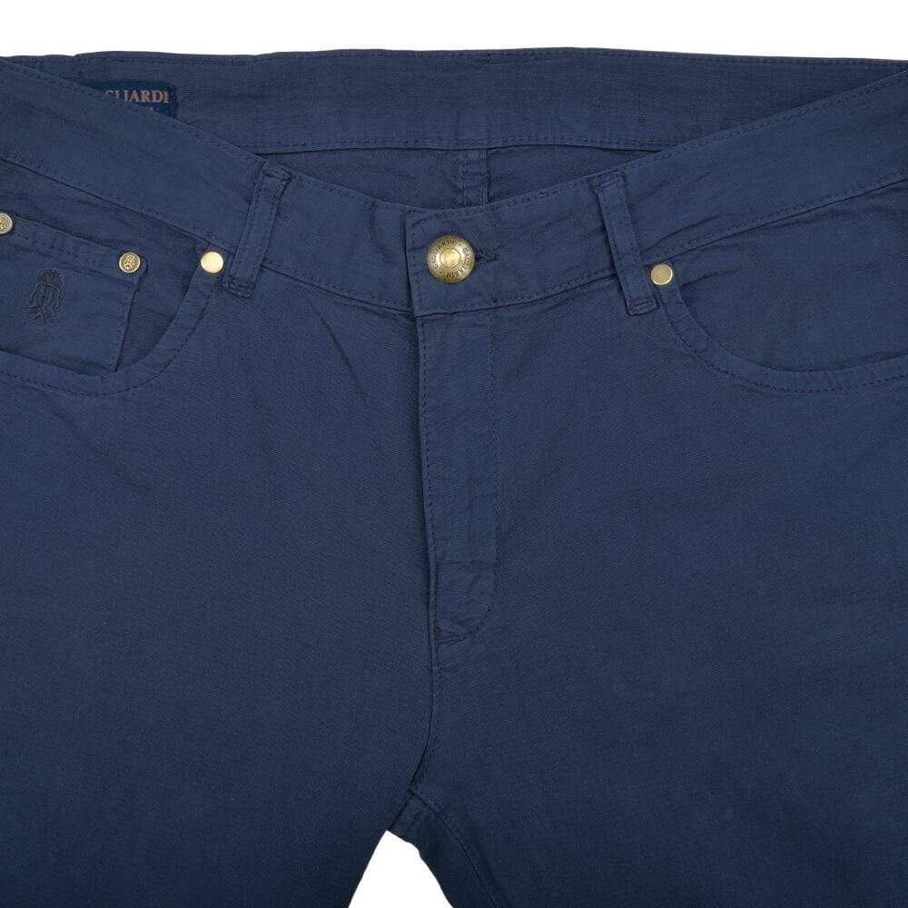 Gagliardi - Trousers - Navy Stretch Cotton Textured Five Pocket Trousers