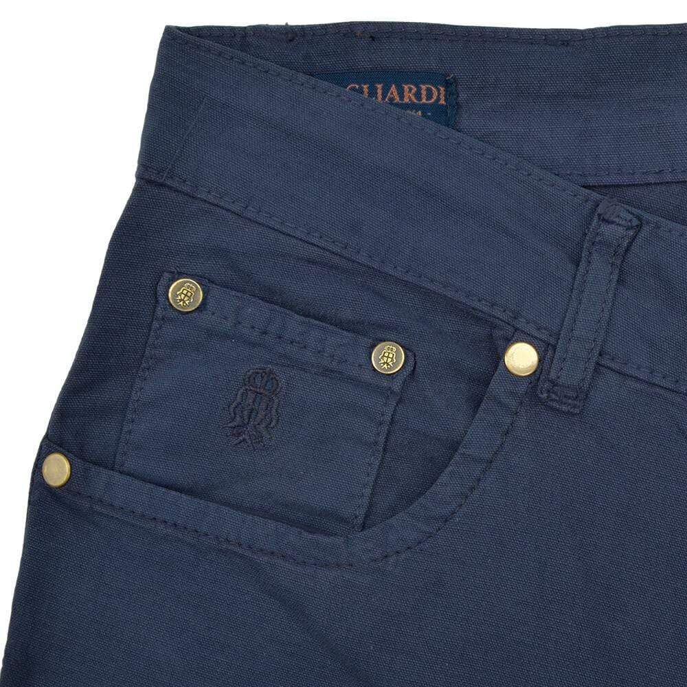 Gagliardi - Trousers - Navy Stretch Cotton Textured Five Pocket Trousers