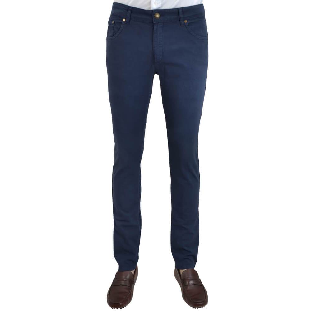 Gagliardi Trousers Navy Stretch Cotton Textured Five Pocket Trousers
