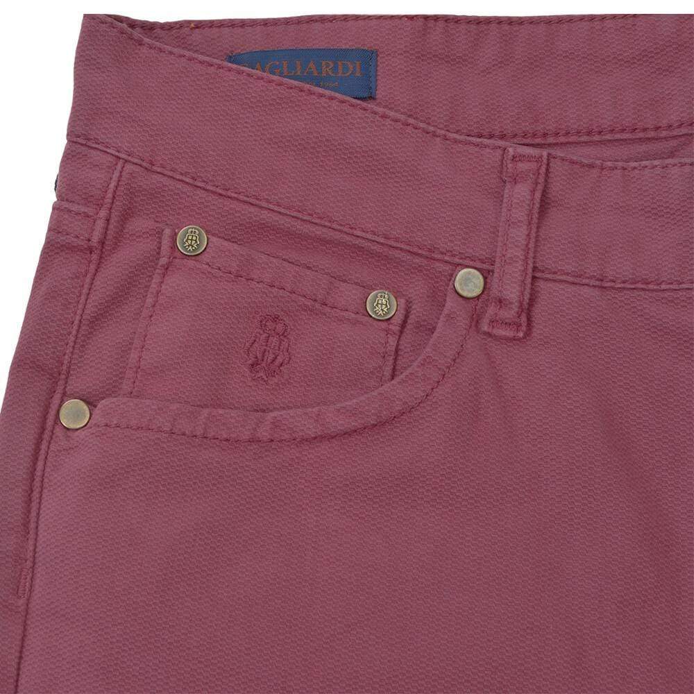 Gagliardi - Trousers - Raspberry Nailhead Five Pocket Trousers