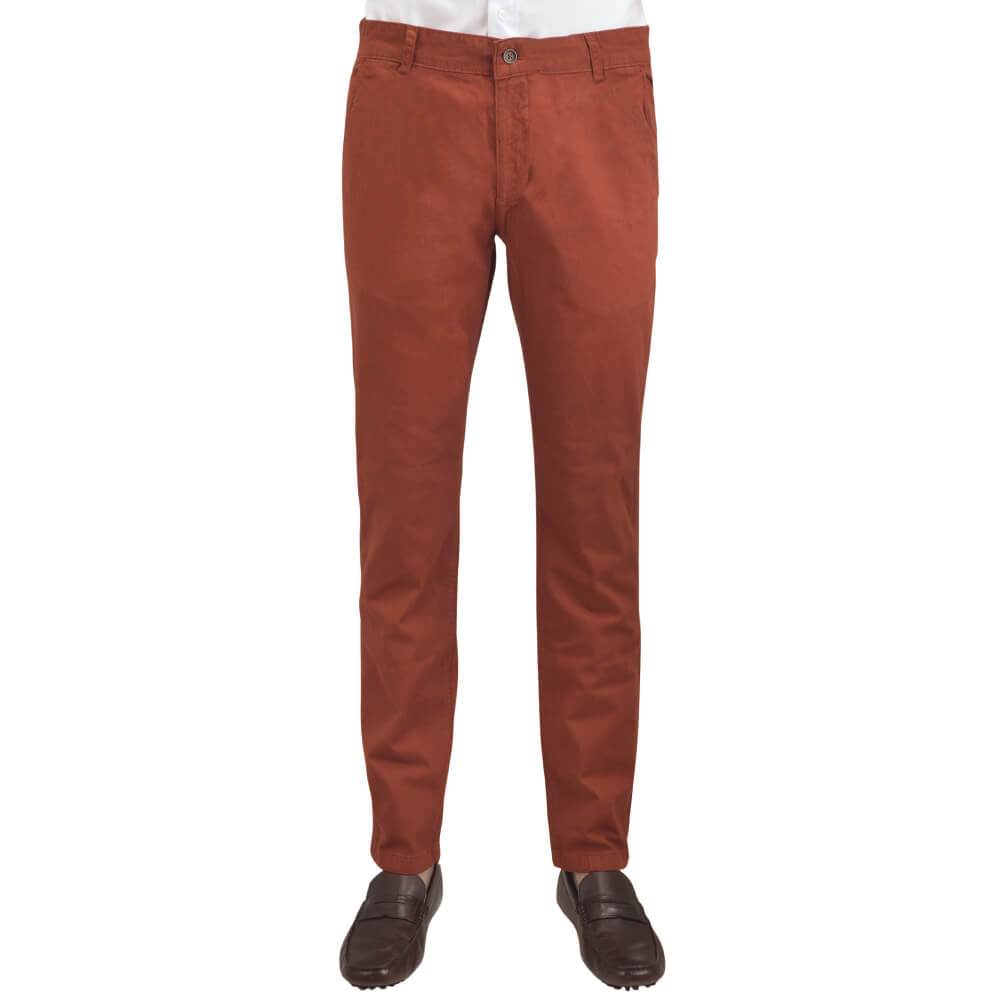 Gagliardi Trousers Rust Stretch Cotton Textured Slim Fit Chinos