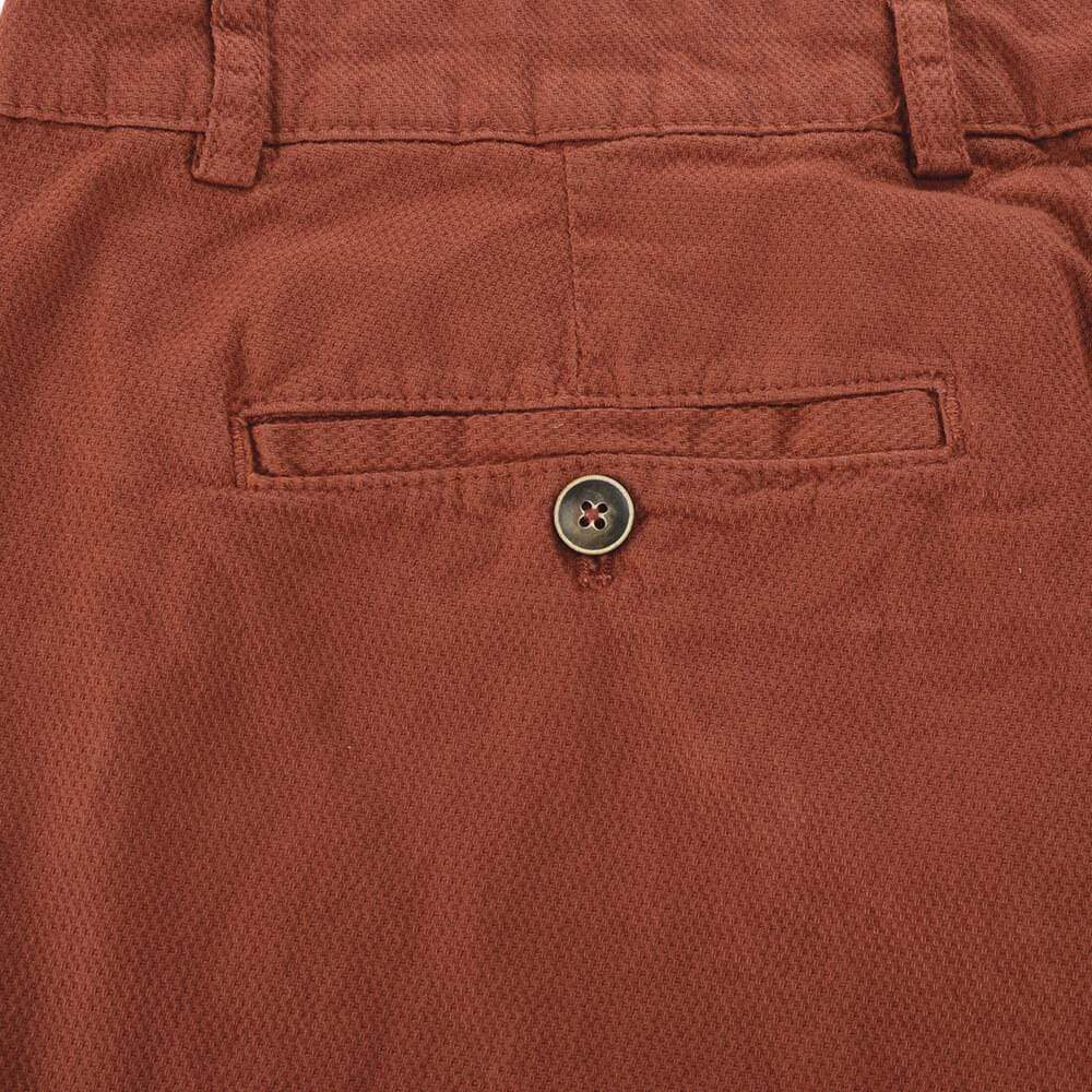 Gagliardi Trousers Rust Stretch Cotton Textured Slim Fit Chinos