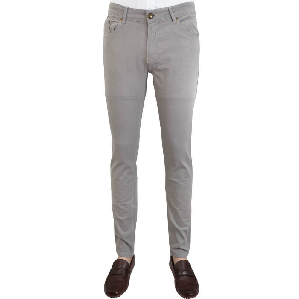 Gagliardi Trousers Winter White Stretch Cotton Textured Five Pocket Trousers