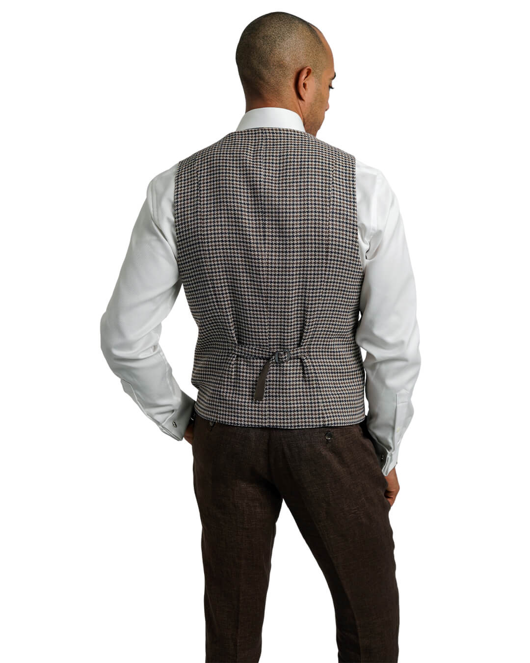 Gagliardi Waistcoat Gagliardi Beige Cotton Linen Gun Club Check Waistcoat