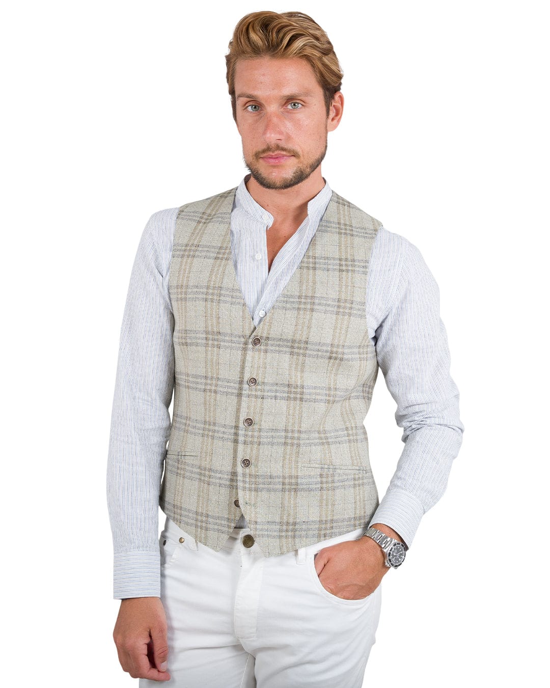 Gagliardi Waistcoat Gagliardi Green Ecotec Check Waistcoat
