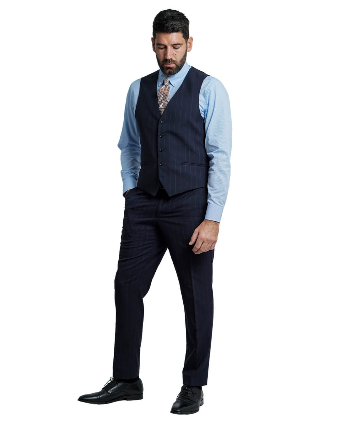 Gagliardi Waistcoat Gagliardi Navy Vitale Barberis Canonico Super 120s Tonal Wide Stripe Suit Waistcoat