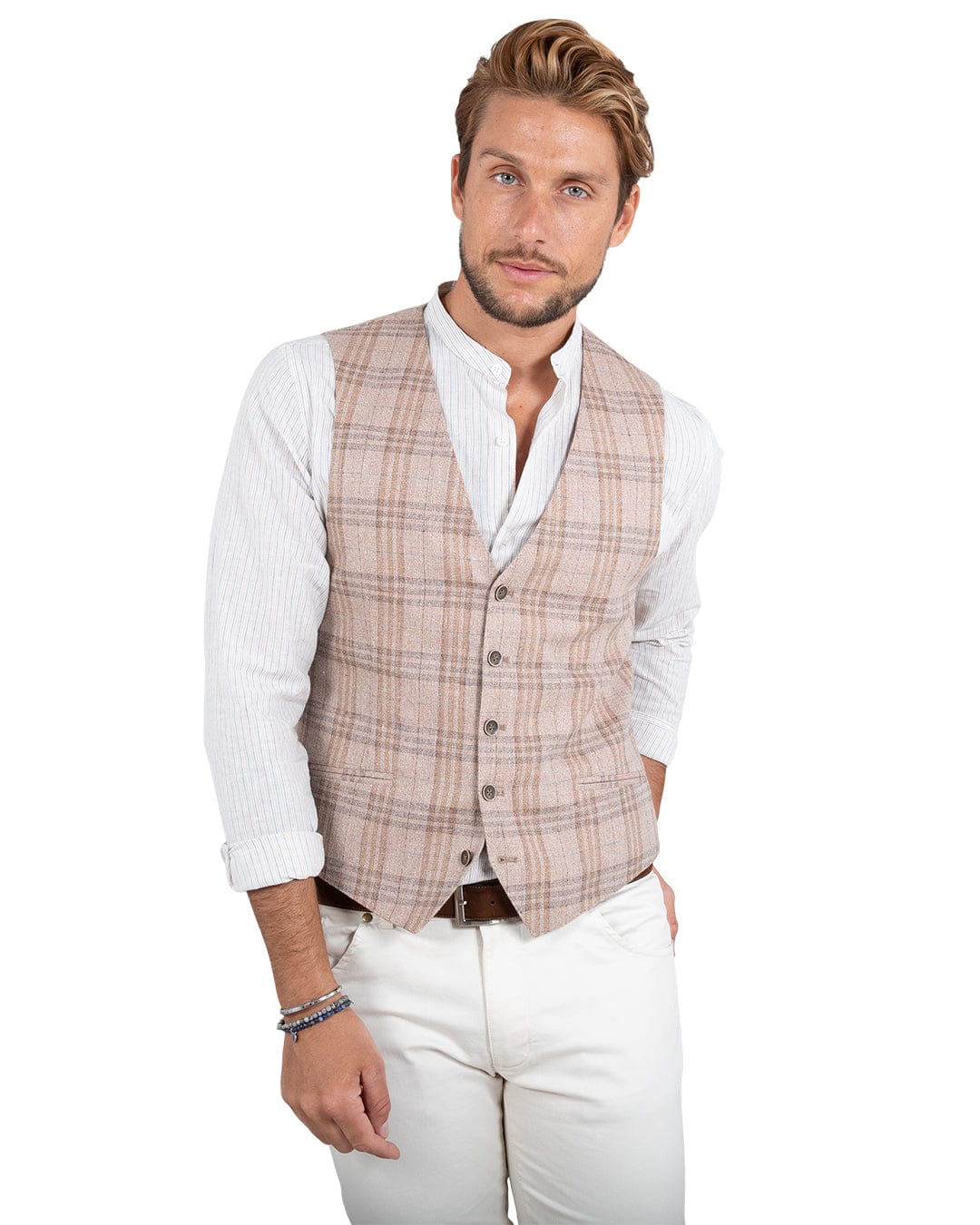 Gagliardi Waistcoat Gagliardi Orange Ecotec Check Waistcoat