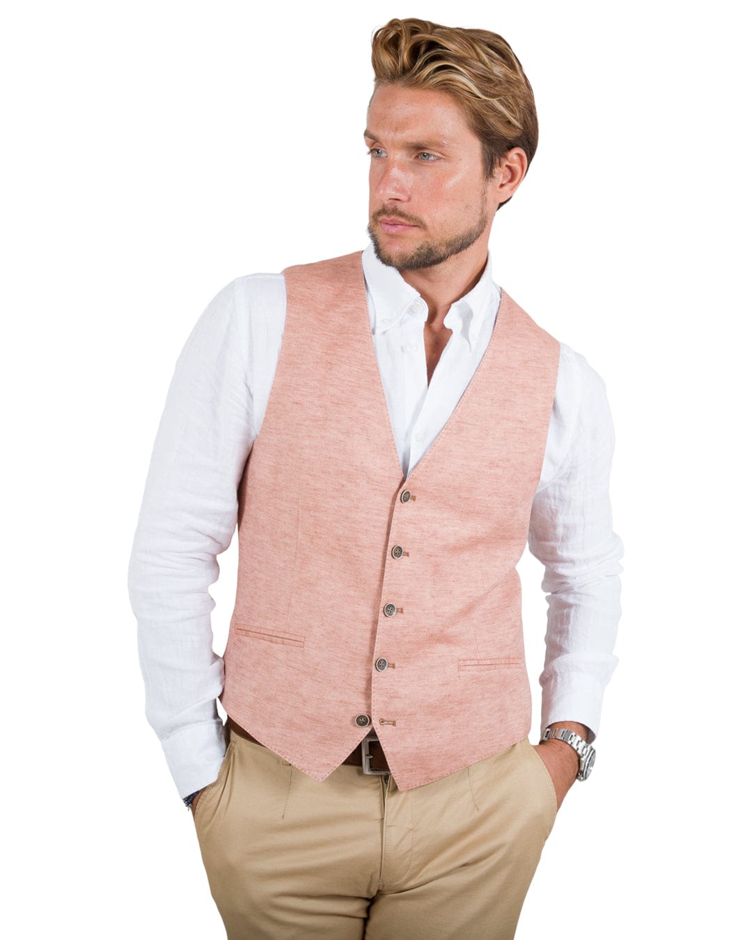 Gagliardi Waistcoat Gagliardi Orange Linen Cotton Waistcoat