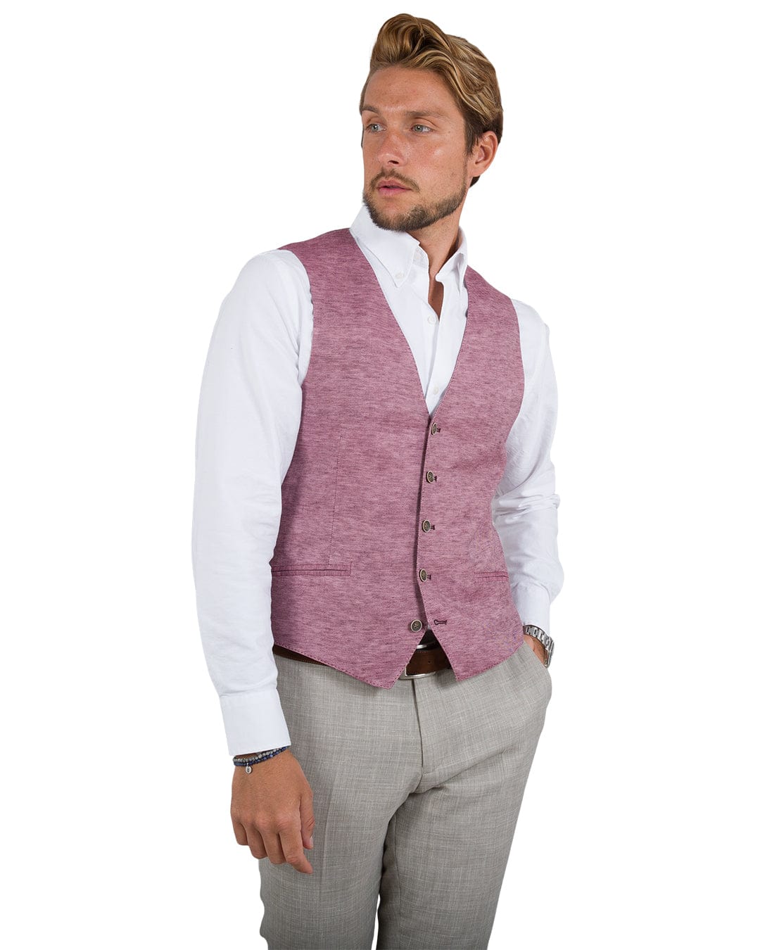Gagliardi Waistcoat Gagliardi Red Linen Cotton Waistcoat