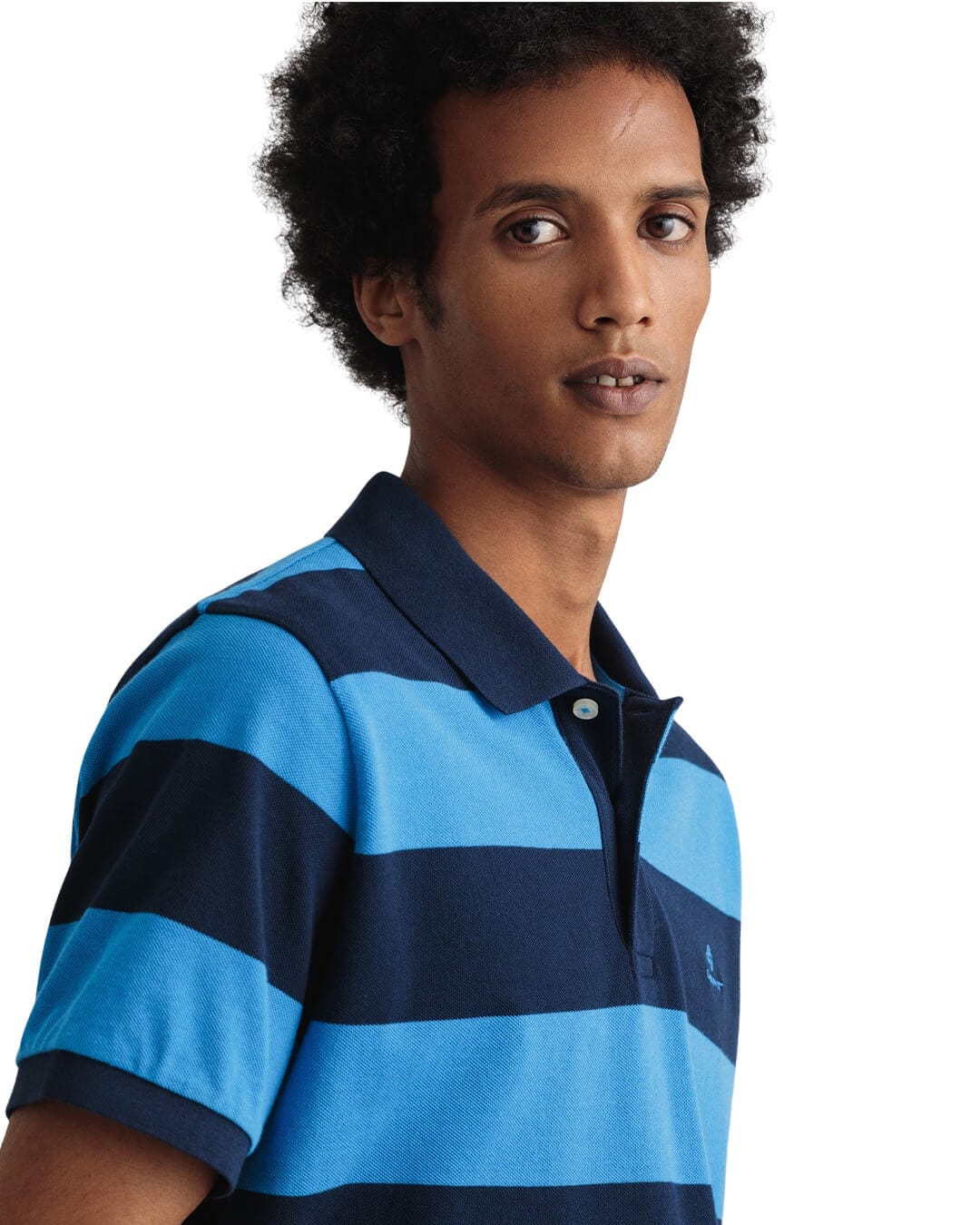 Gant Polo Shirts Gant Barstripe Pique Blue Polo Shirt