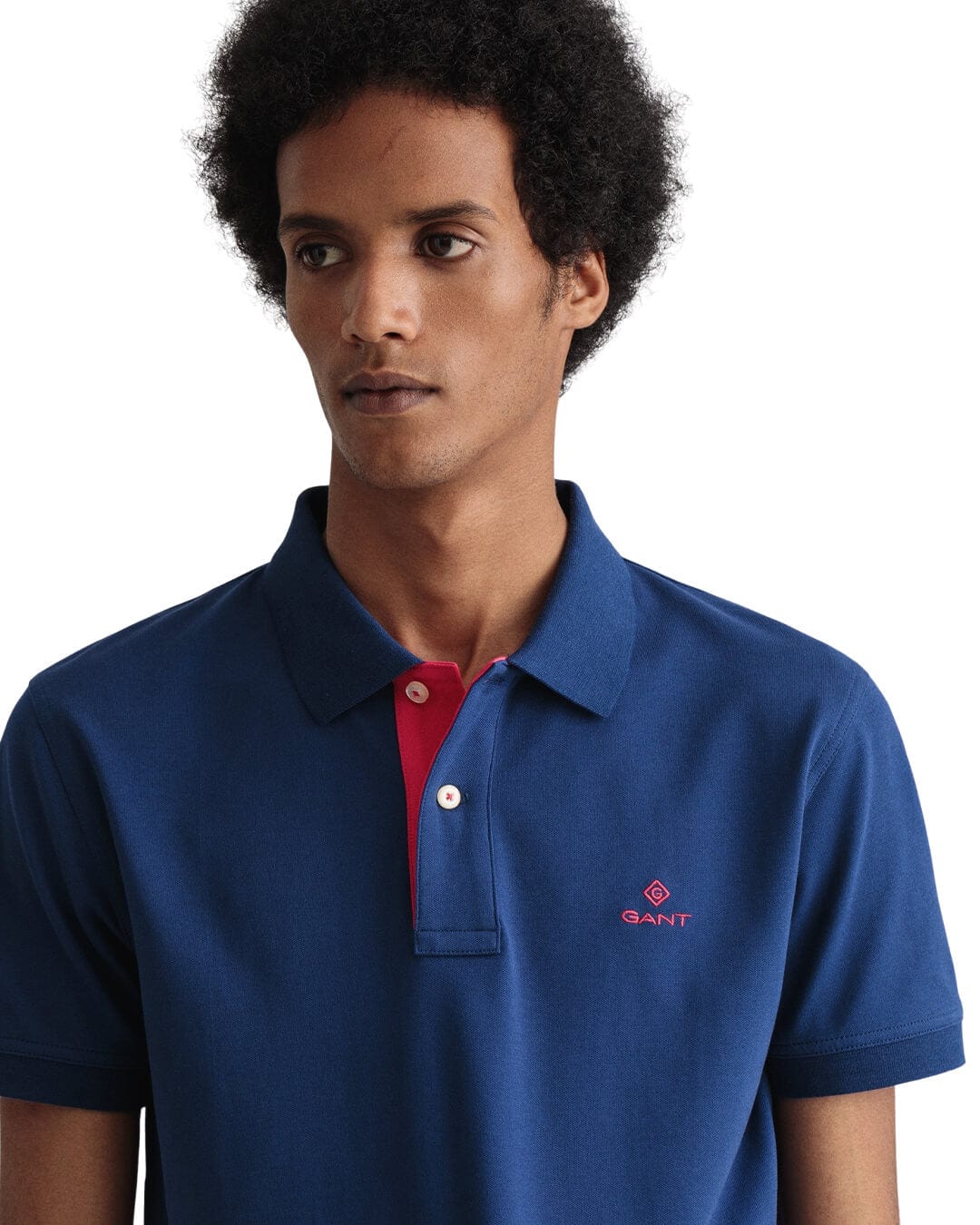 Gant Polo Shirts Gant Contrast Colour Piqué Persian Blue Polo Shirt