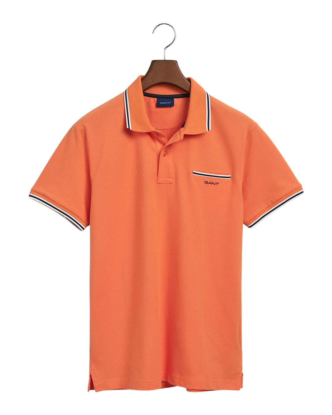 Gant Polo Shirts Gant Orange 3-Color Tipped Pique Polo Shirt