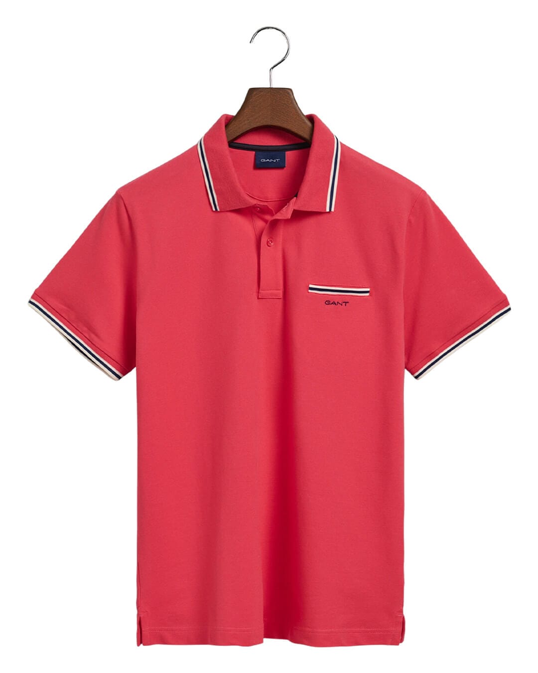 Gant Polo Shirts Gant Pink 3-Color Tipped Pique Polo Shirt