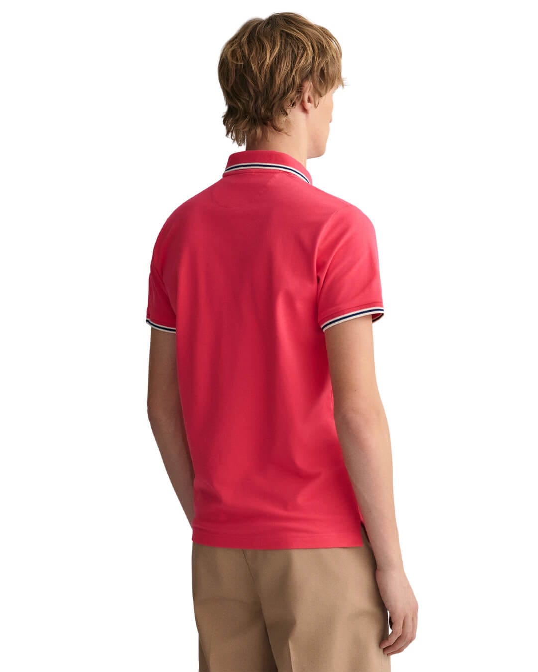 Gant Polo Shirts Gant Pink 3-Color Tipped Pique Polo Shirt
