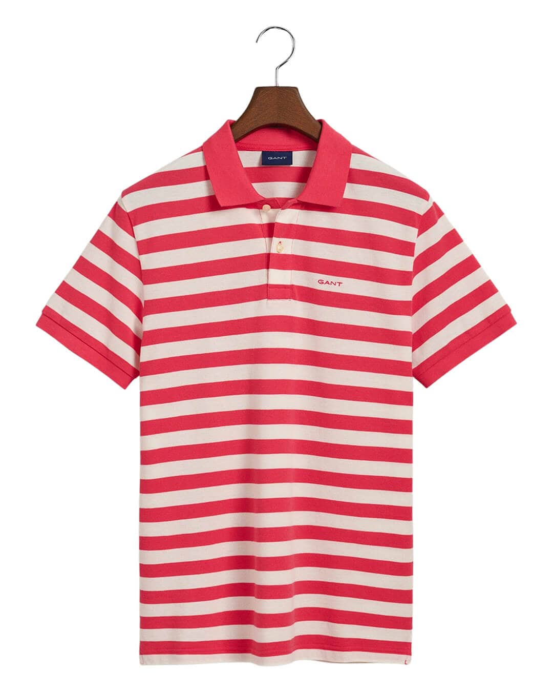Gant Polo Shirts Gant Pink Multi Striped Pique Polo Shirt