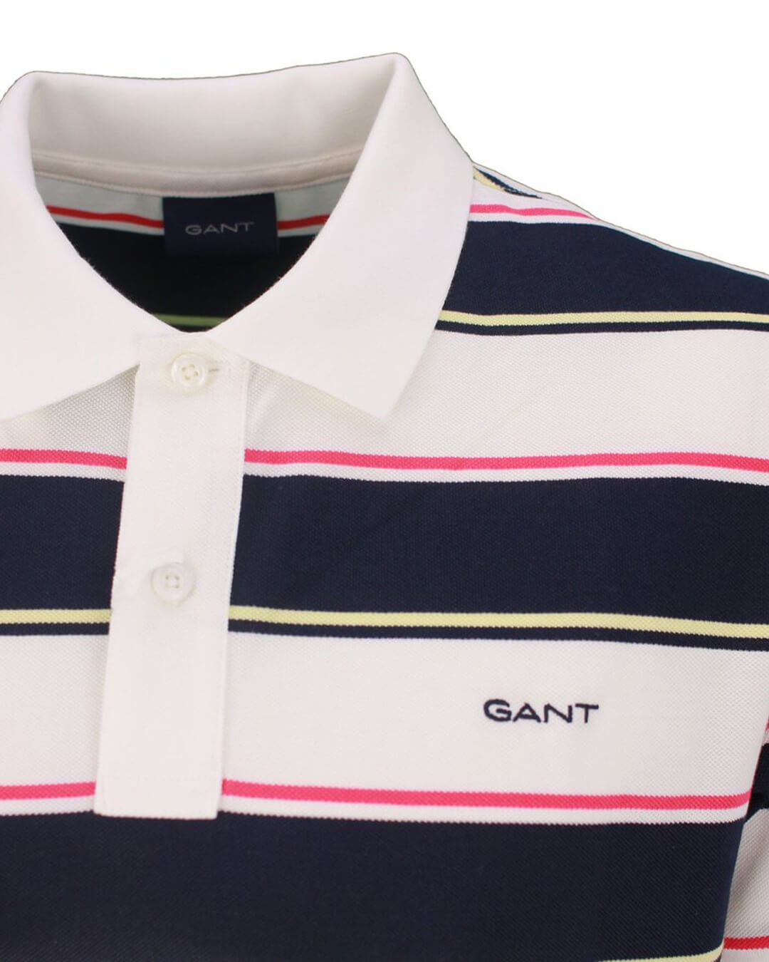 Gant Polo Shirts Gant White Multi Striped Short Sleeved Pique Polo Shirt