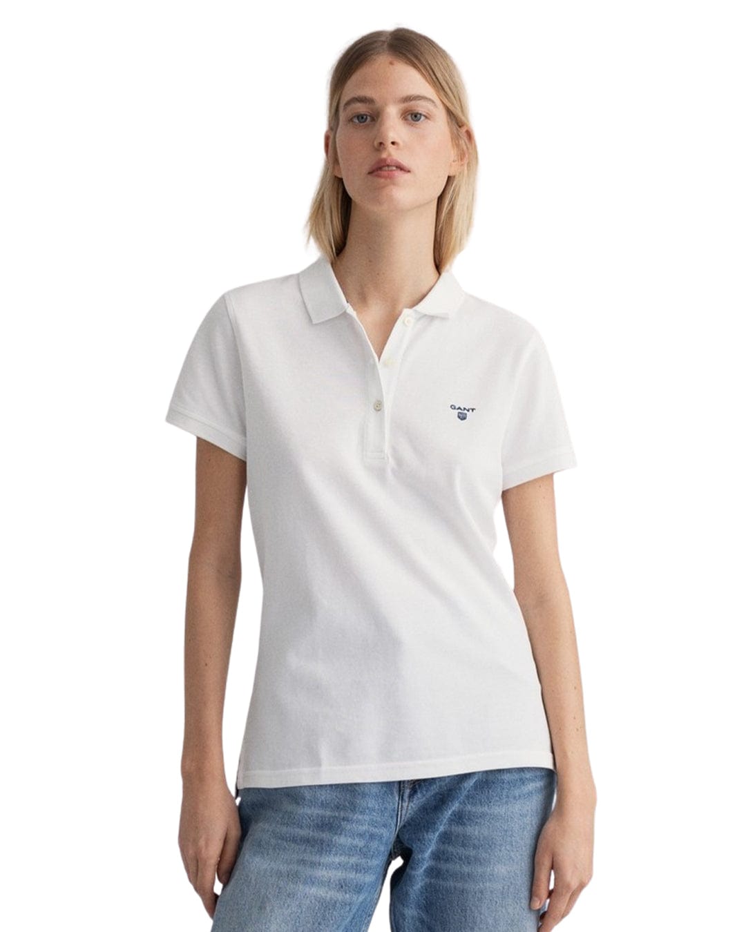 Gant Polo Shirts Gant White Short Sleeved Pique Rugby Polo Shirt