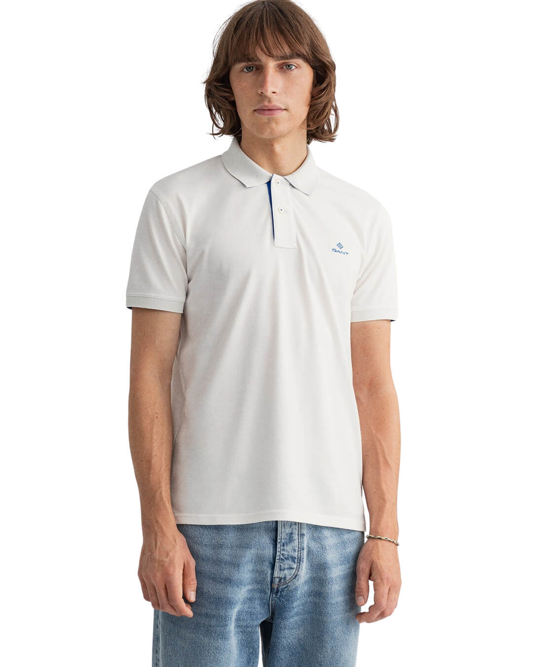 Gant Polo Shirts Gant White With Blue Detail Polo Shirt