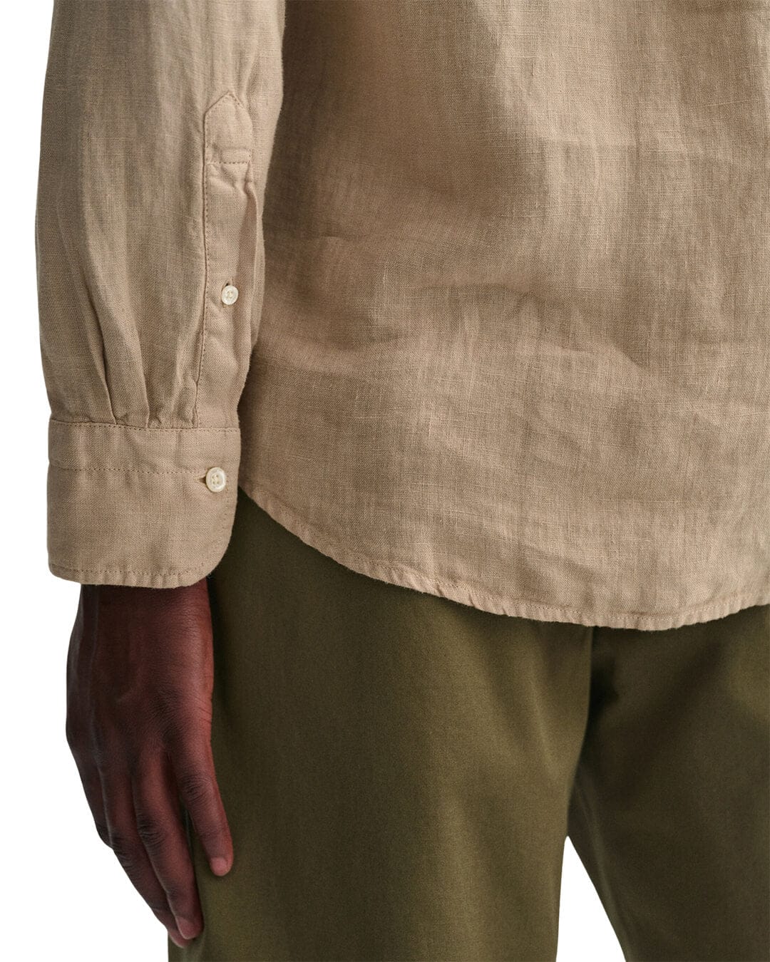 Gant Shirts Gant Beige Regular Fit Garment-Dyed Linen Shirt
