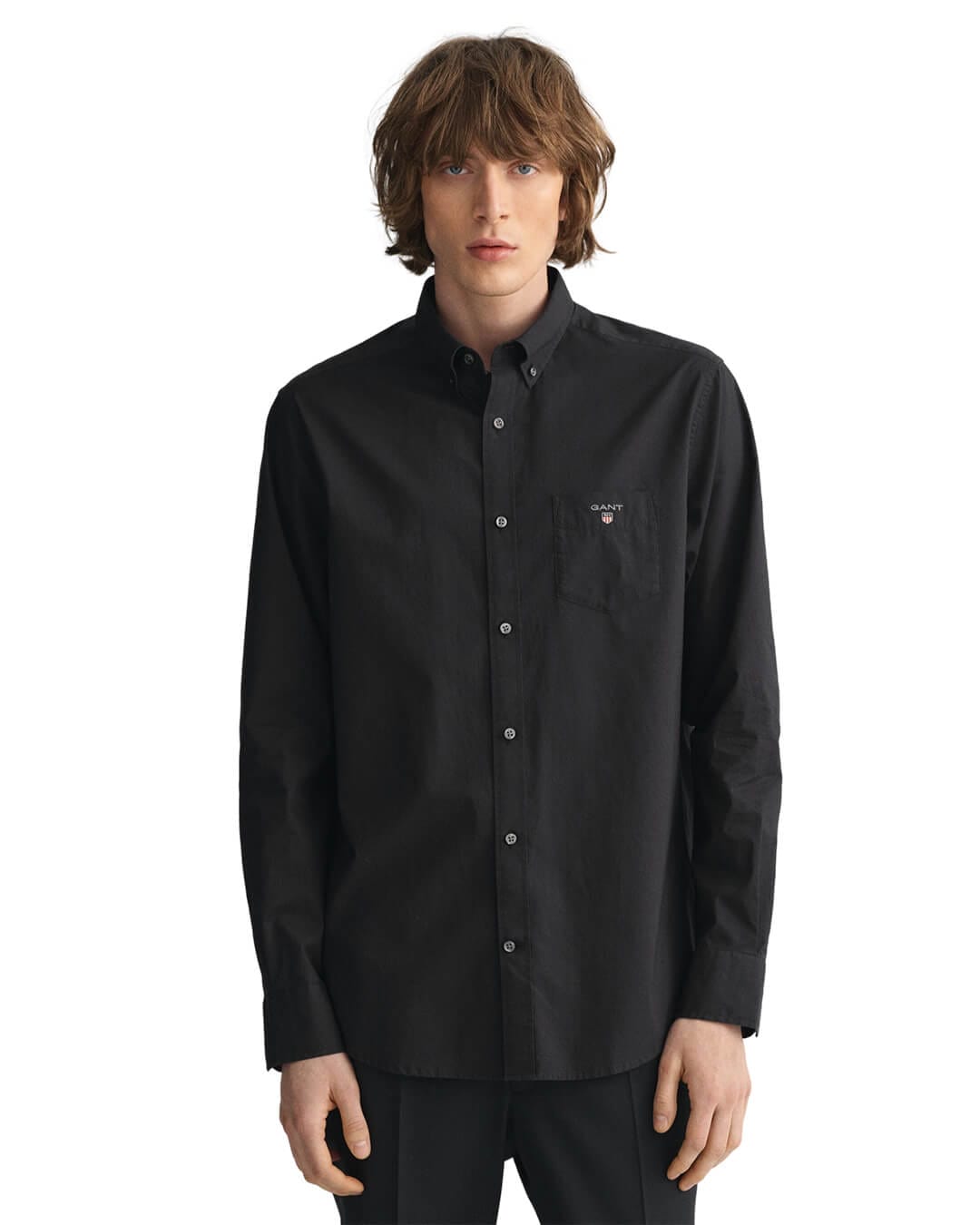 Gant Shirts Gant Black Regular Fit Broadcloth Shirt