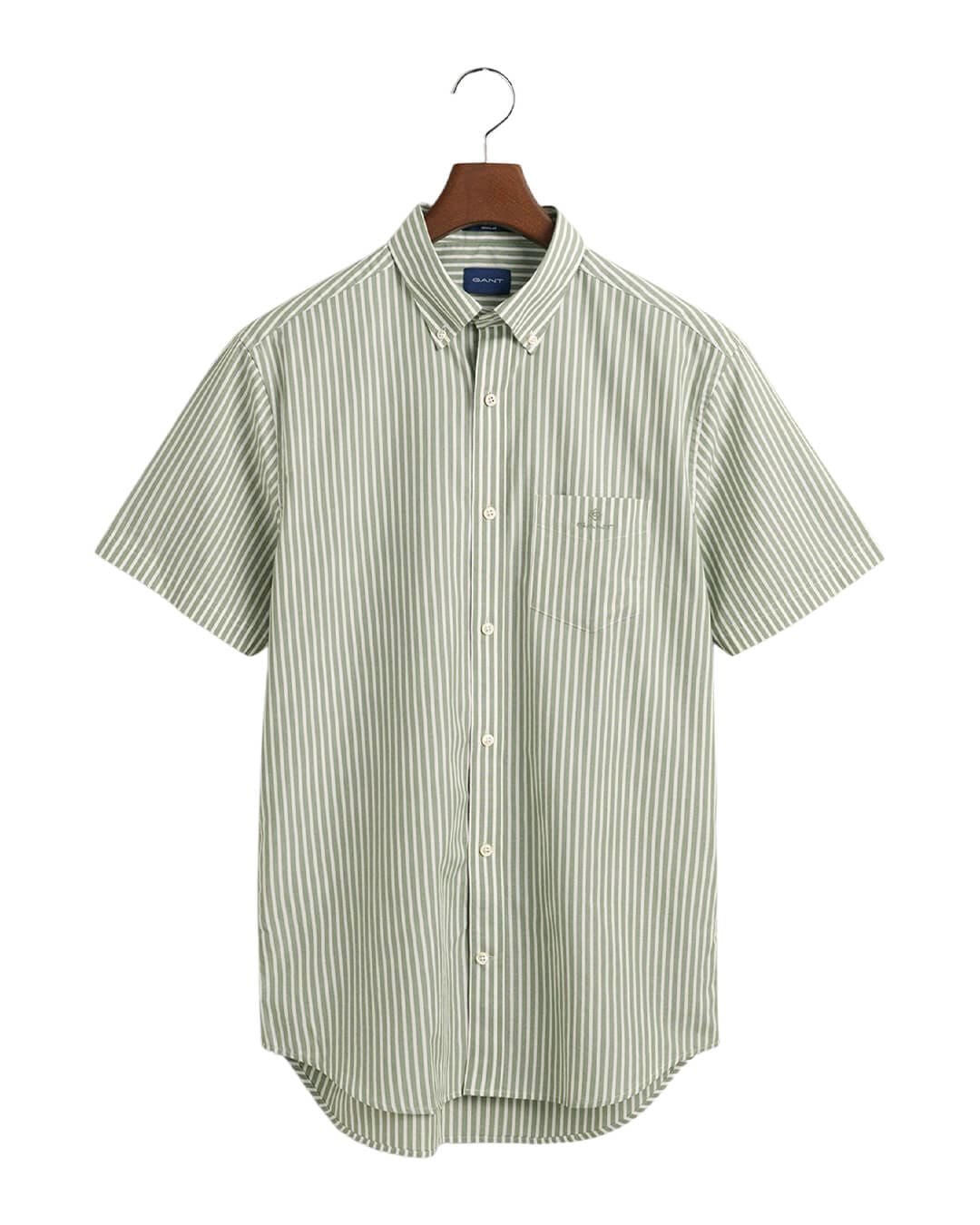 Gant Shirts Gant Green Regular Fit Banker Broadcloth Short Sleeved Shirt