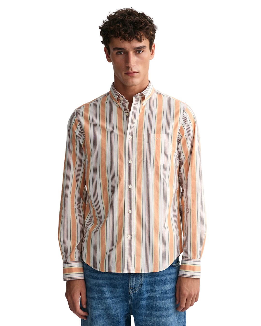 Gant Shirts Gant Orange Regular Fit Colorful Striped Shirt