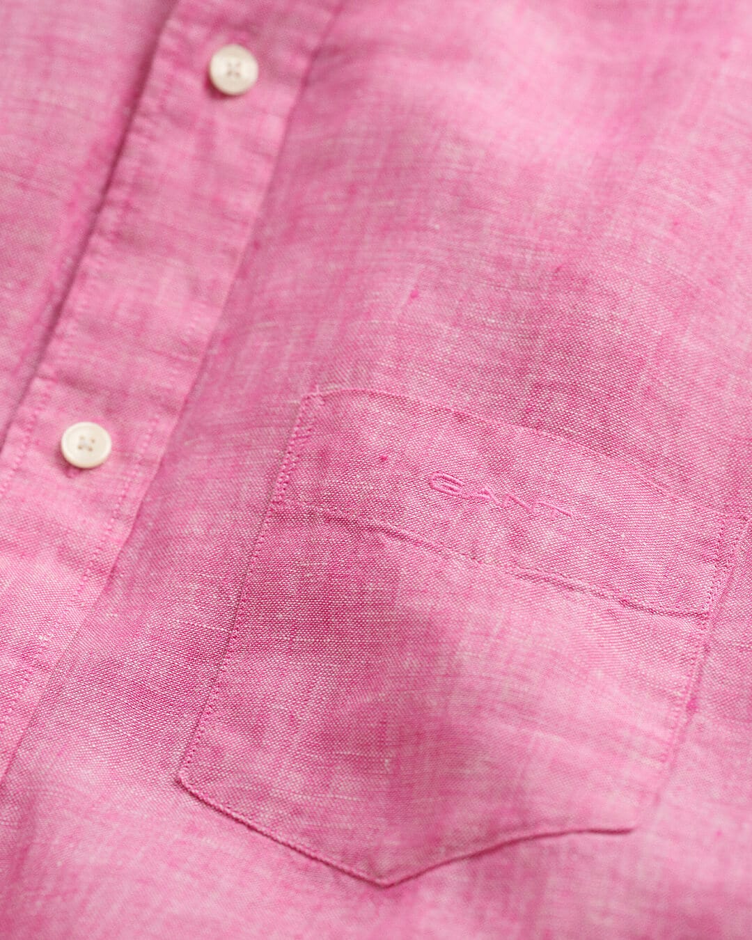 Gant Shirts Gant Pink Regular Fit Linen Short Sleeve Shirt