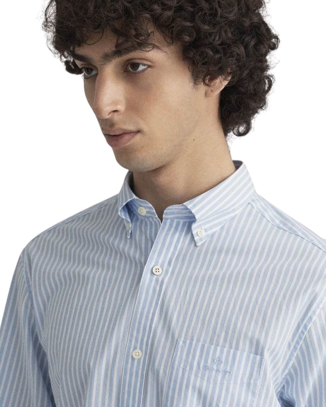 Gant Shirts Gant Regular Fit Blue Stripe Broadcloth Shirt